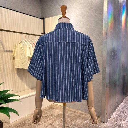 스트라이프 크롭 셔츠