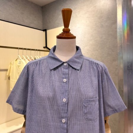 셔링 스트라이프 블라우스