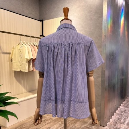 셔링 스트라이프 블라우스