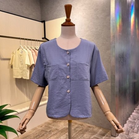 라운드 단추 반팔 자켓