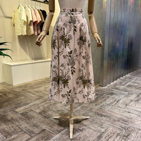 나염 셋업 플레어 롱 스커트