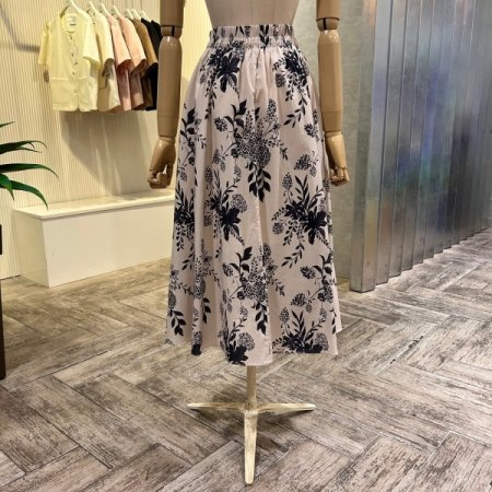 나염 셋업 플레어 롱 스커트