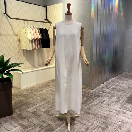 라운드 마혼방 민소매 롱 원피스