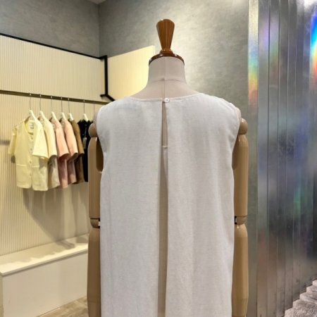 라운드 마혼방 민소매 롱 원피스