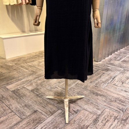 시스루 배색 언발 롱 원피스