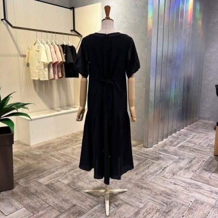 시스루 배색 언발 롱 원피스