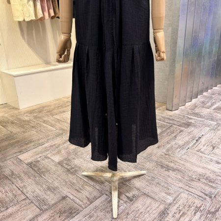 시스루 배색 언발 롱 원피스