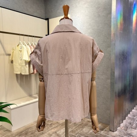 카라 스트링 롤업 캡소매 셔츠