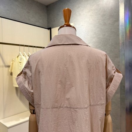 카라 스트링 롤업 캡소매 셔츠