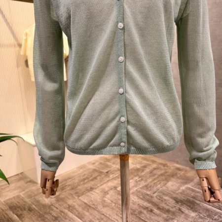 V넥 시스루 단추 가디건