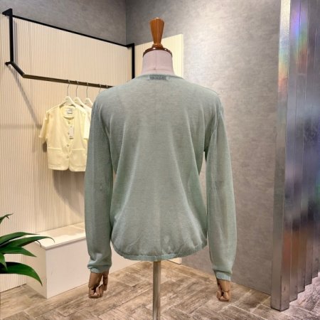 V넥 시스루 단추 가디건