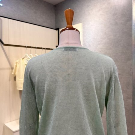 V넥 시스루 단추 가디건