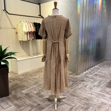 언발 시스루 배색 롱 원피스