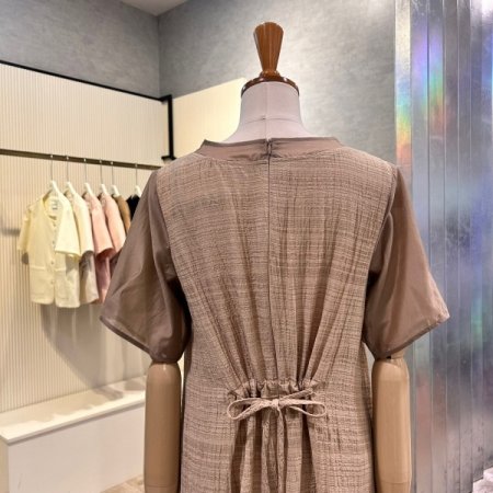 언발 시스루 배색 롱 원피스