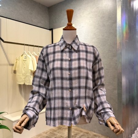 언발 나그랑 체크 카라 셔츠