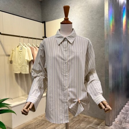 스트라이프 박시 카라 셔츠