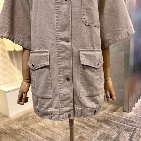 배색 카라 박시 면 자켓