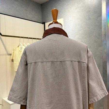 배색 카라 박시 면 자켓