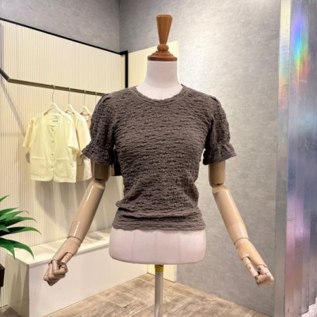 엠보심 셔링 반팔 티셔츠