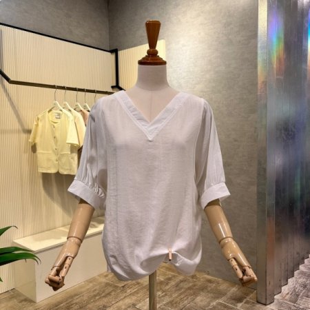 V넥 스트랩 블라우스