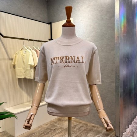 라운드 레터링 진주 니트