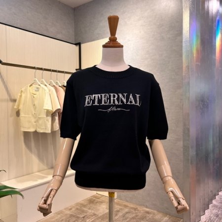 라운드 레터링 진주 니트