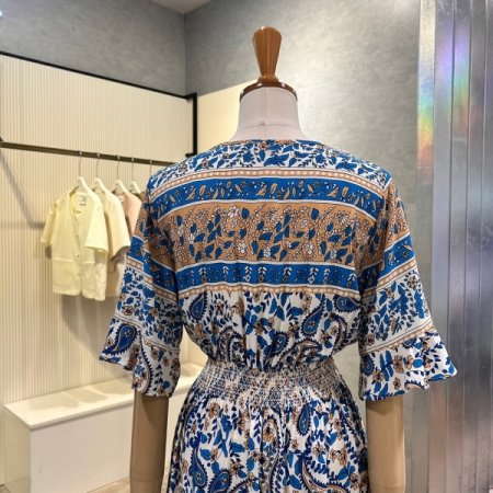 밴딩 프린트 레이스 원피스