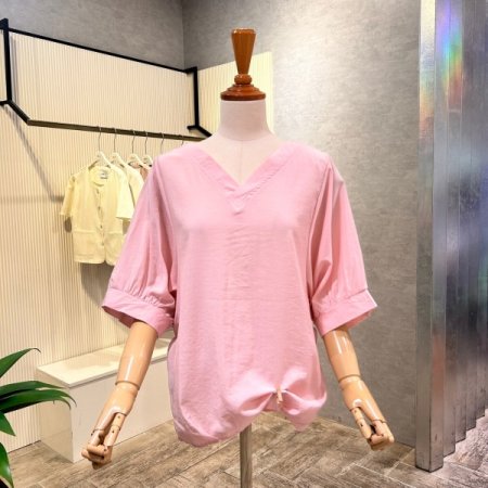 사이드 셔링 스트랩 블라우스