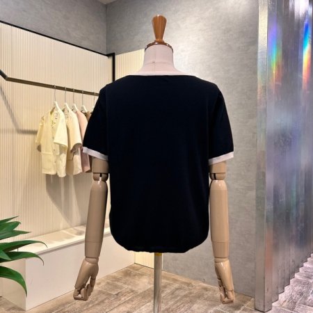 라운드 배색 셋업 니트