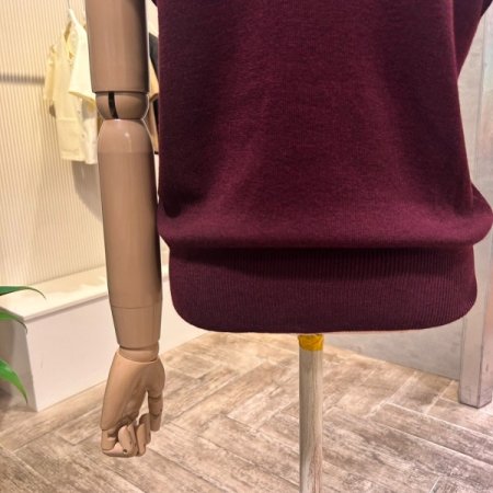 캡소매 배색 카라 니트