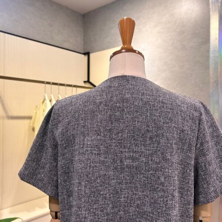 V넥 단추 크롭 반팔 자켓