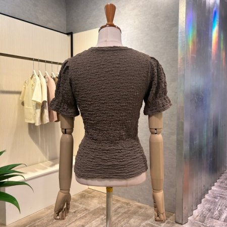 셔링 엠보싱 반팔 티셔츠