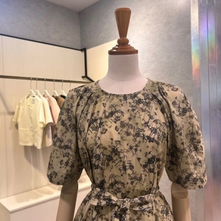 플라워 패턴 플리츠 원피스