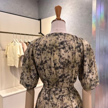 플라워 패턴 플리츠 원피스