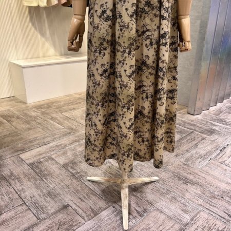 플라워 패턴 플리츠 원피스