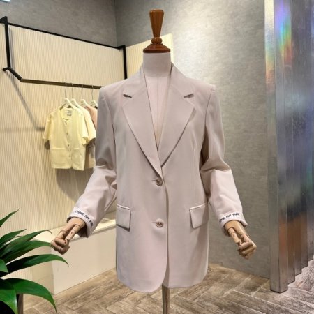 레터링 롤업 소매 자켓