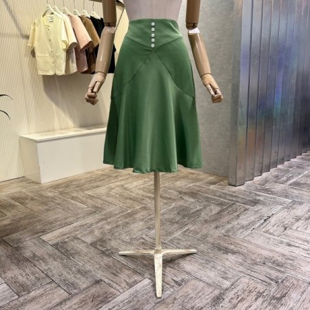 단추 라인 배색 A라인 스커트