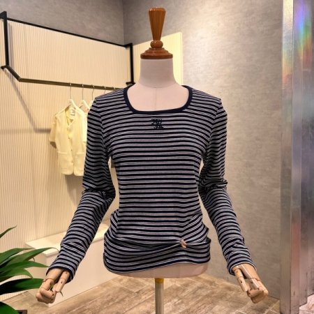 스퀘어넥 배색 티셔츠