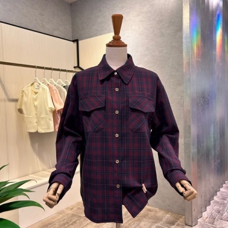 체크 패턴 언발 박시 셔츠