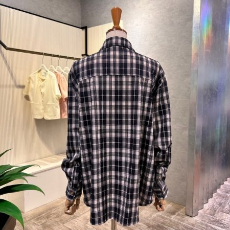 레터링 포켓 체크셔츠