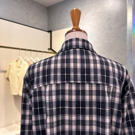 레터링 포켓 체크셔츠