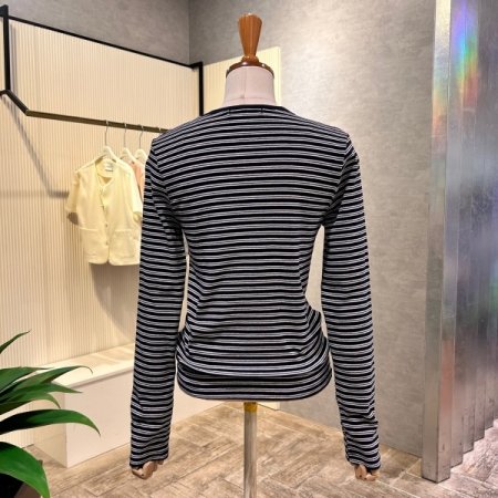 스트라이프 자수 마크 티셔츠