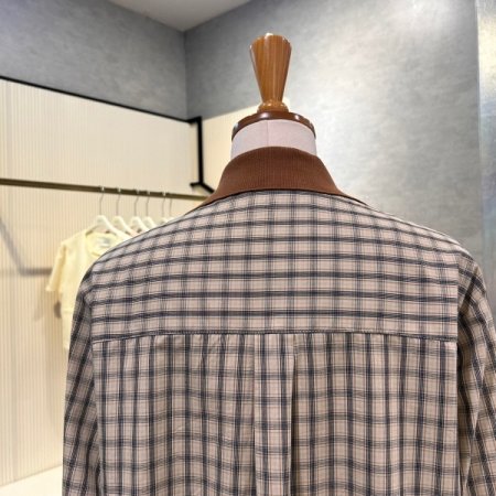 언발 체크 배색 카라 셔츠