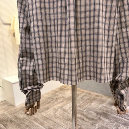 언발 체크 배색 카라 셔츠