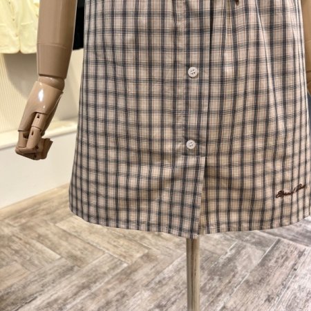 밴딩 체크 단추 셋업 스커트