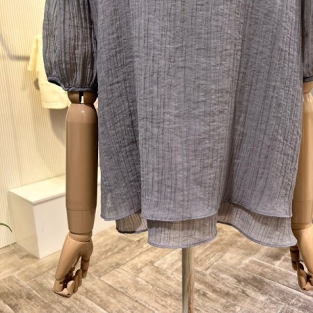 시스루 라운드 반팔 블라우스