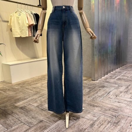 워싱 와이드 데님 팬츠