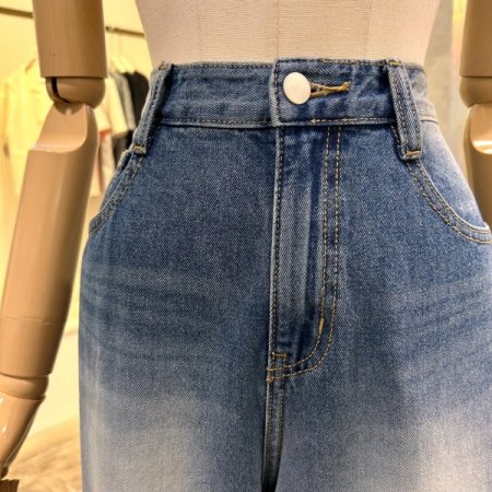 워싱 와이드 데님 팬츠