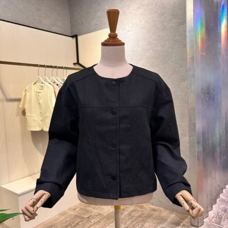 크롭 라운드 단추 자켓