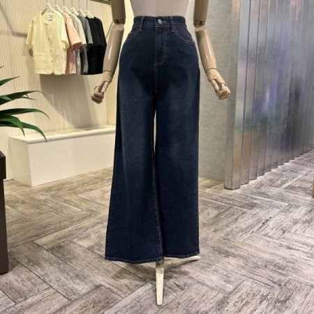 속밴딩 와이드 데님 팬츠